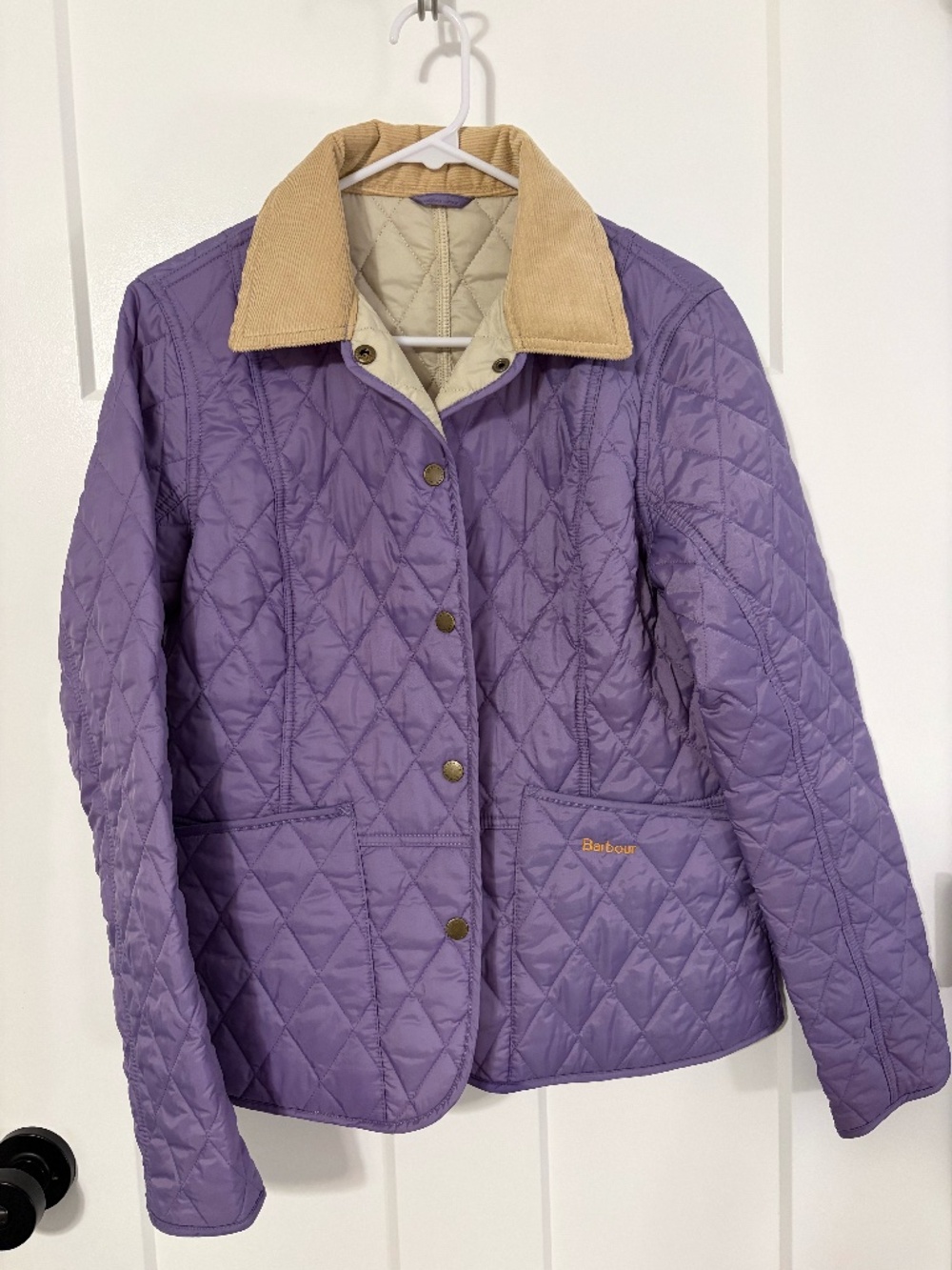 Barbour Summer Liddesdale Quilted Jacket Womens Purple Corduroy Luxury 8 NWOT